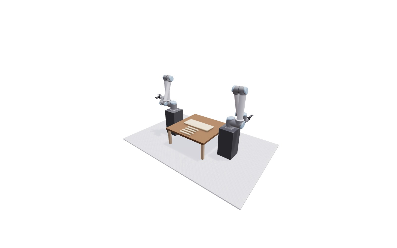 Fresh IKEA table scene capture with two UR10 arms, tabletop, and four legs