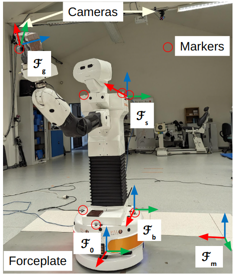 Experimental setup with motion capture and force plate